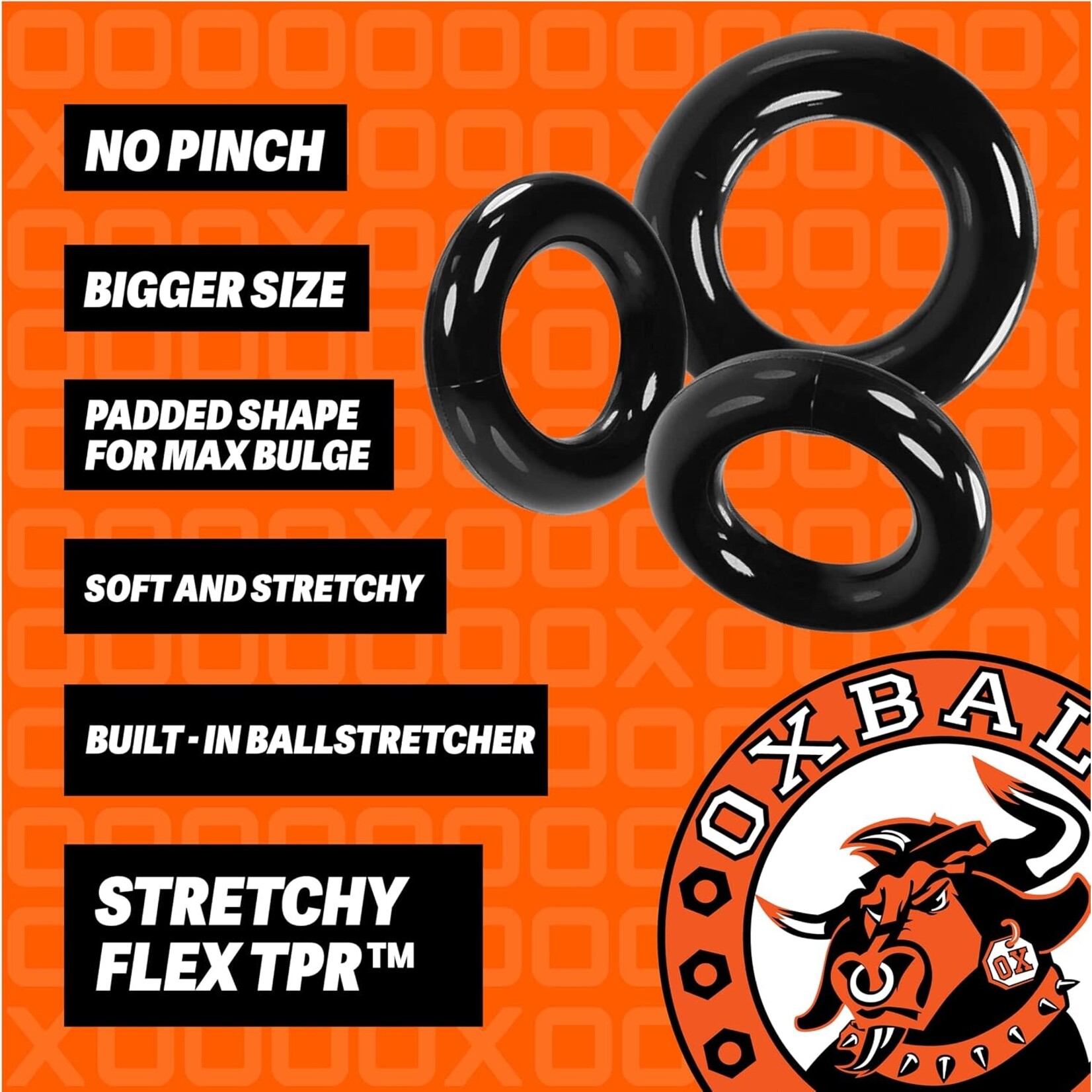 OXBALLS OXBALLS - WILLY RINGS – 3 PACK – BLACK