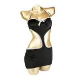 SEXY MINI TOP IN BLACK VELVET WITH WHITE LACE - O/S