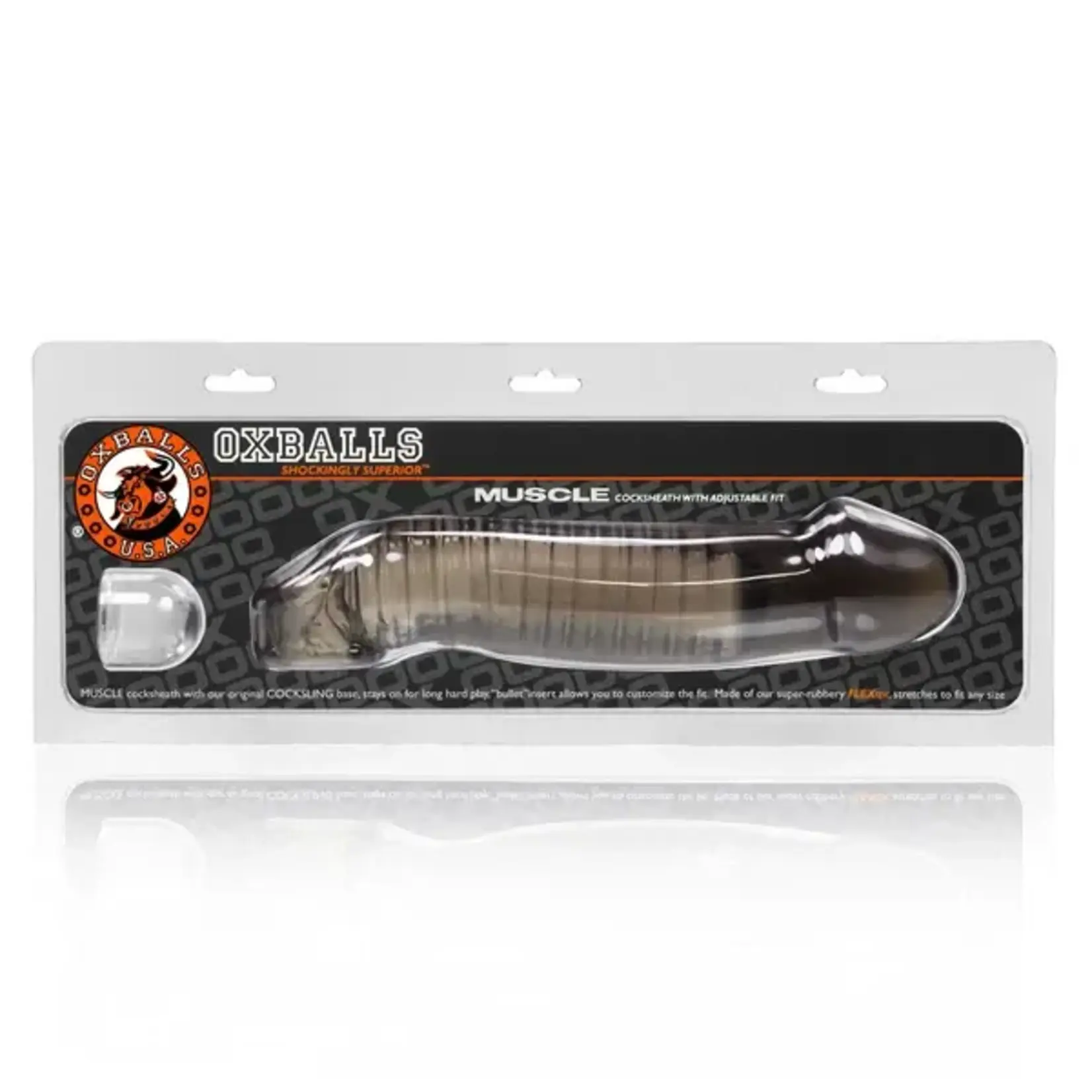 OXBALLS OXBALLS MUSCLE COCKSHEATH - PENIS EXTENDER - SMOKE