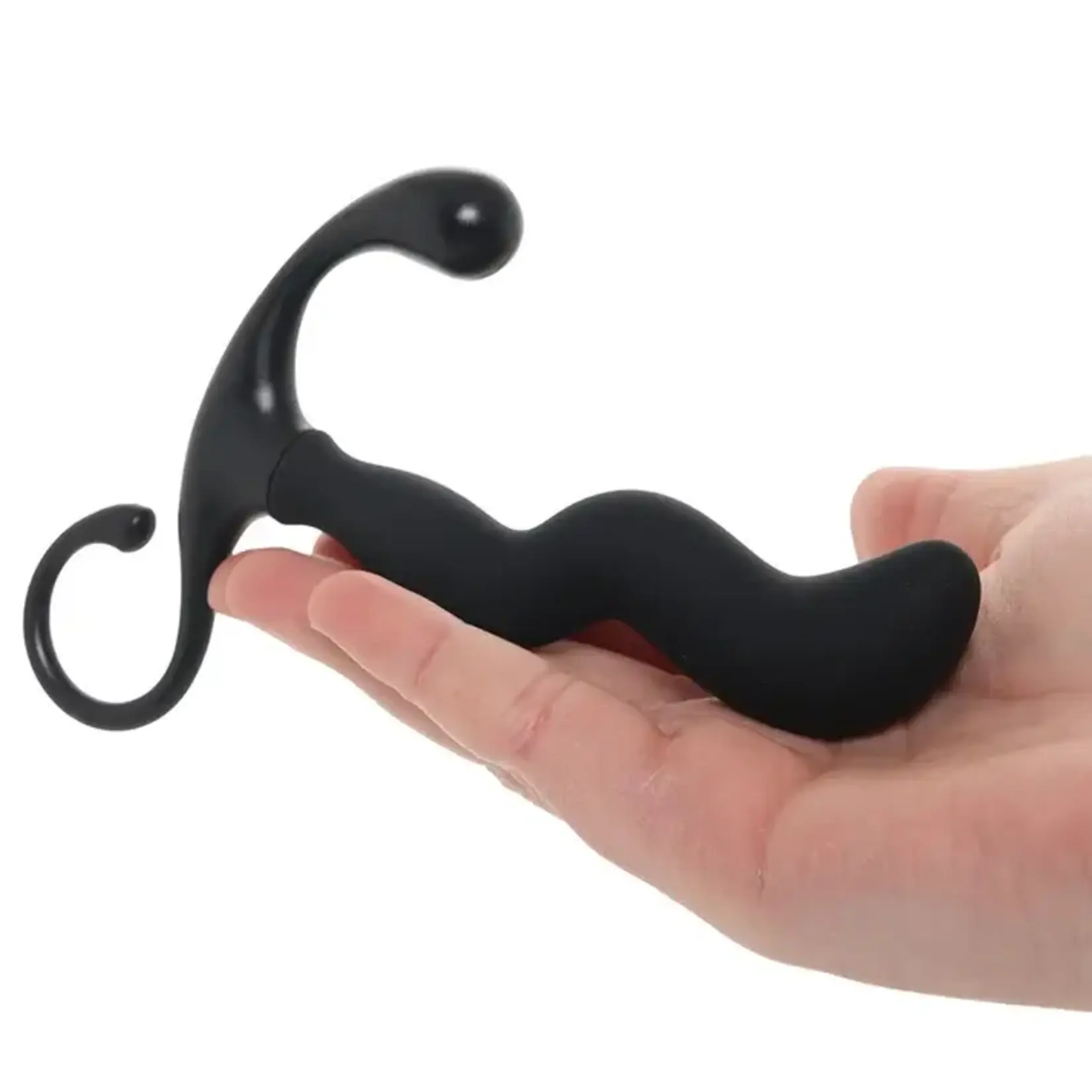 OPTIMALE - ZIG ZAG SILICONE P-MASSAGER - BLACK