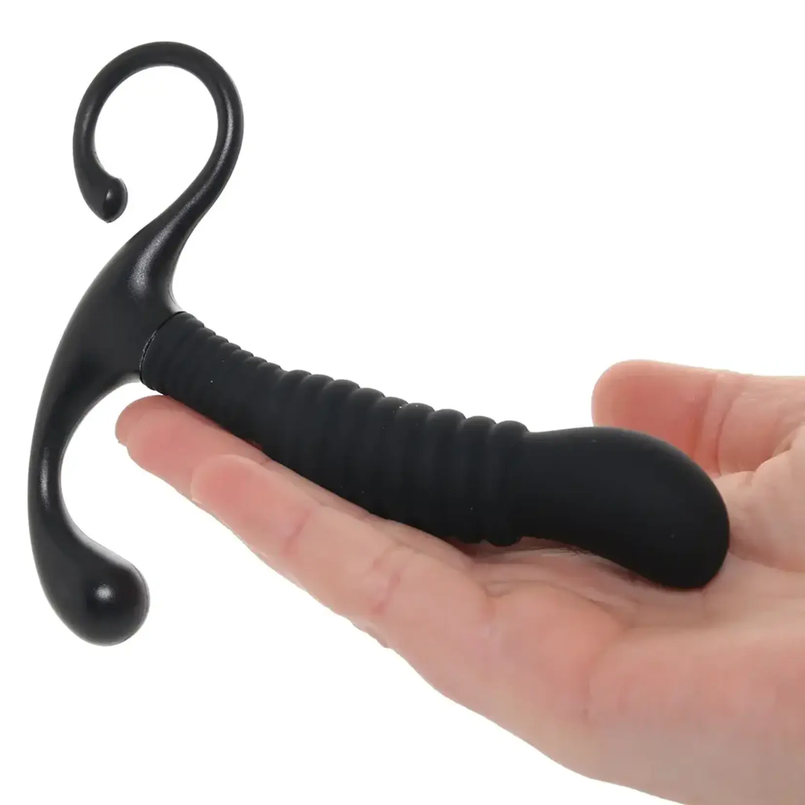 OPTIMALE - RIBBED SILICONE P-MASSAGER - BLACK