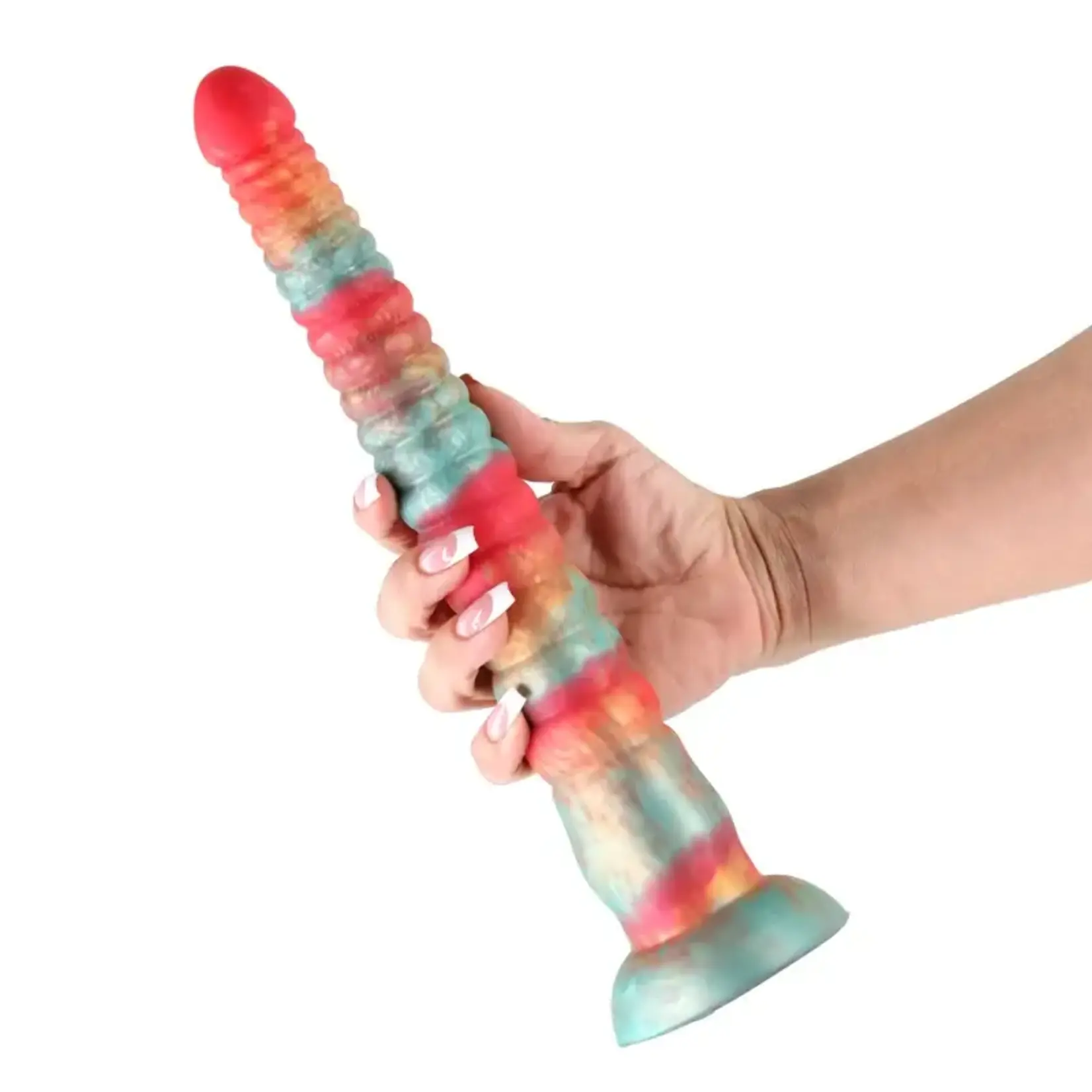 NS - COLOURS - STACKED - 12" DILDO - RED/GOLD