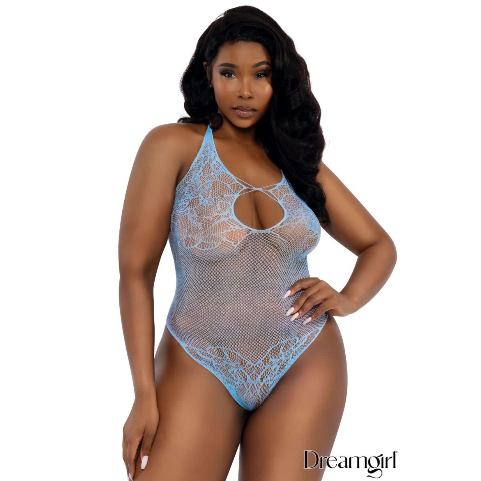 DREAMGIRL LINGERIE LACE TEDDY - BLUE - QS