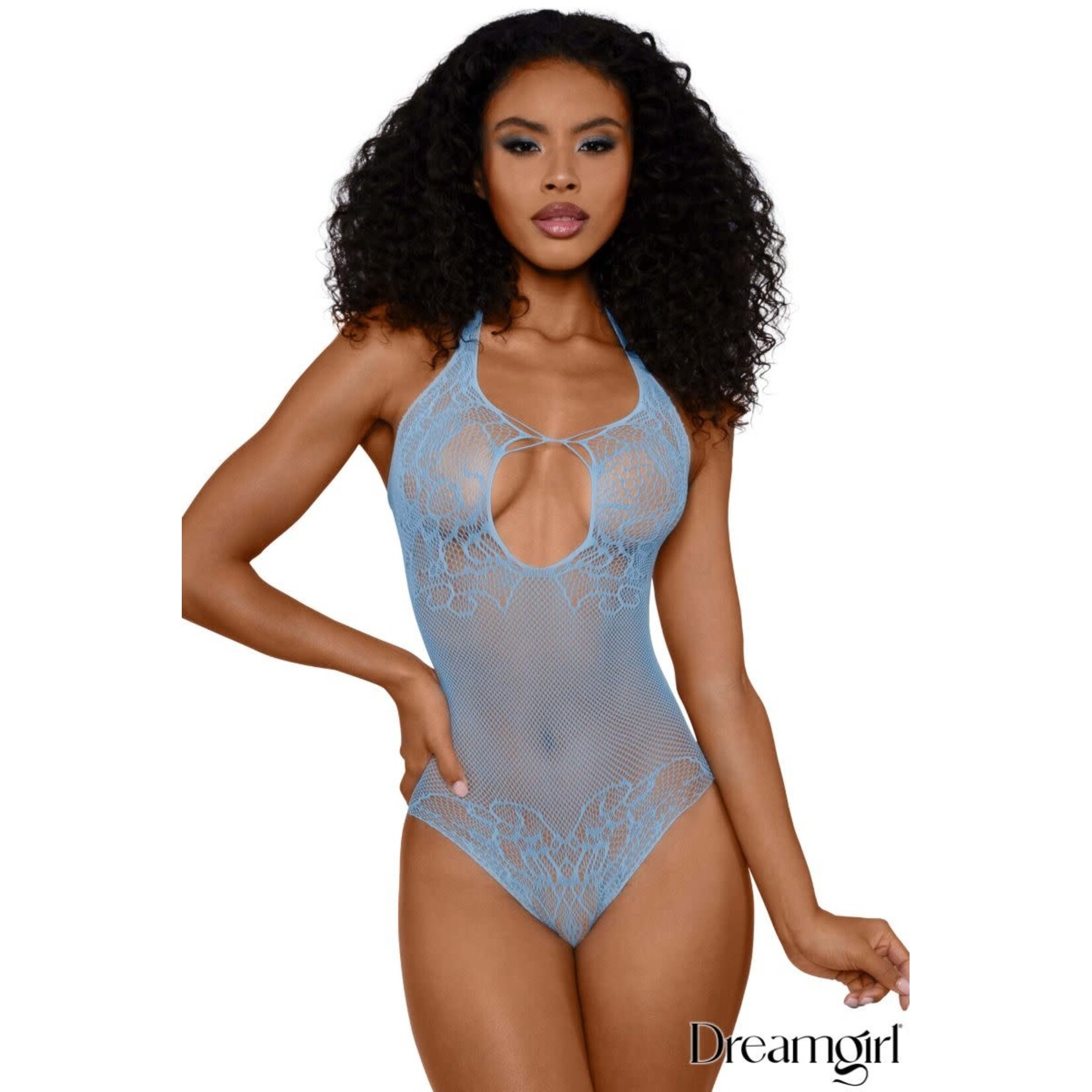 DREAMGIRL LINGERIE LACE TEDDY - BLUE - OS