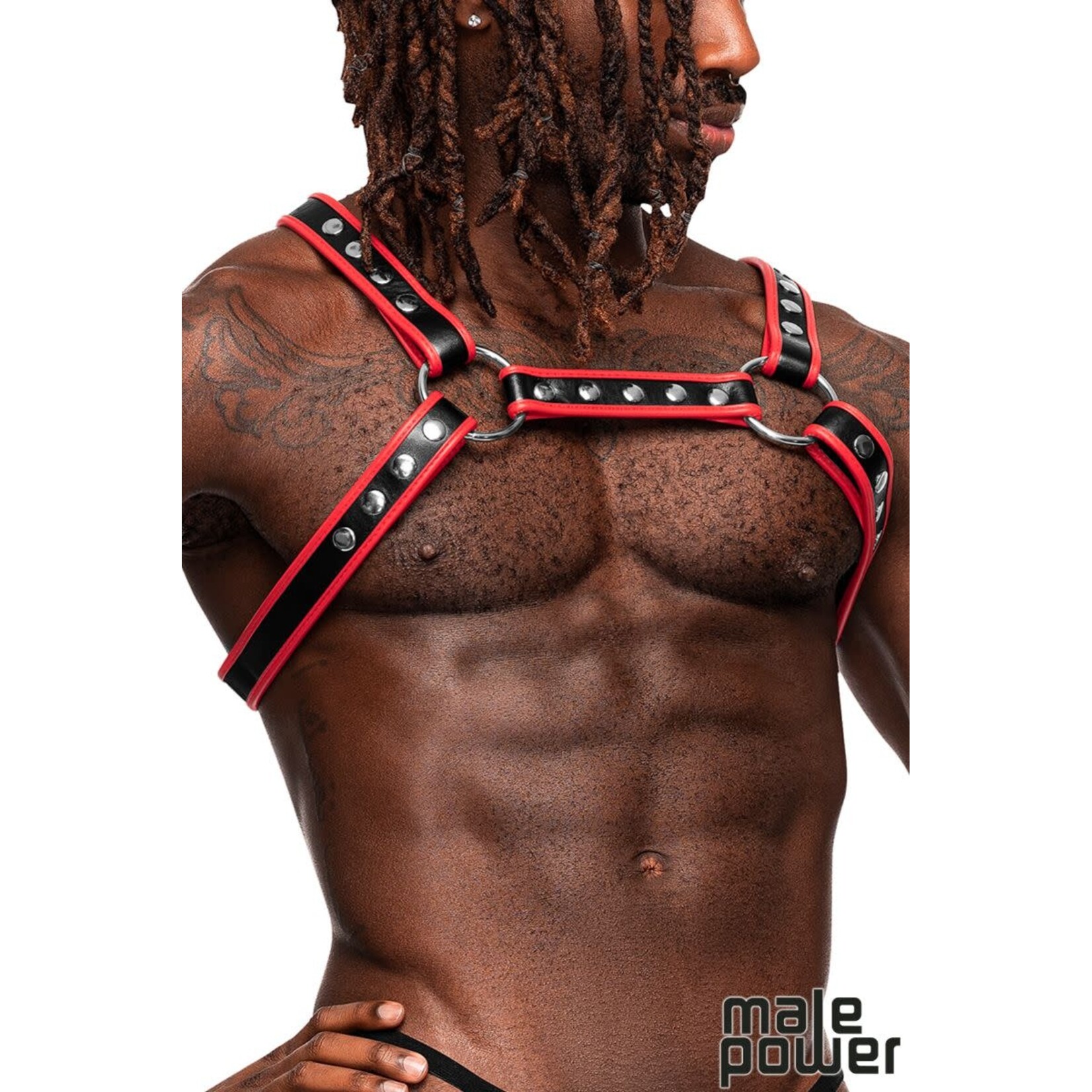 MALE POWER PU LEATHER CHEST HARNESS LEO - OS