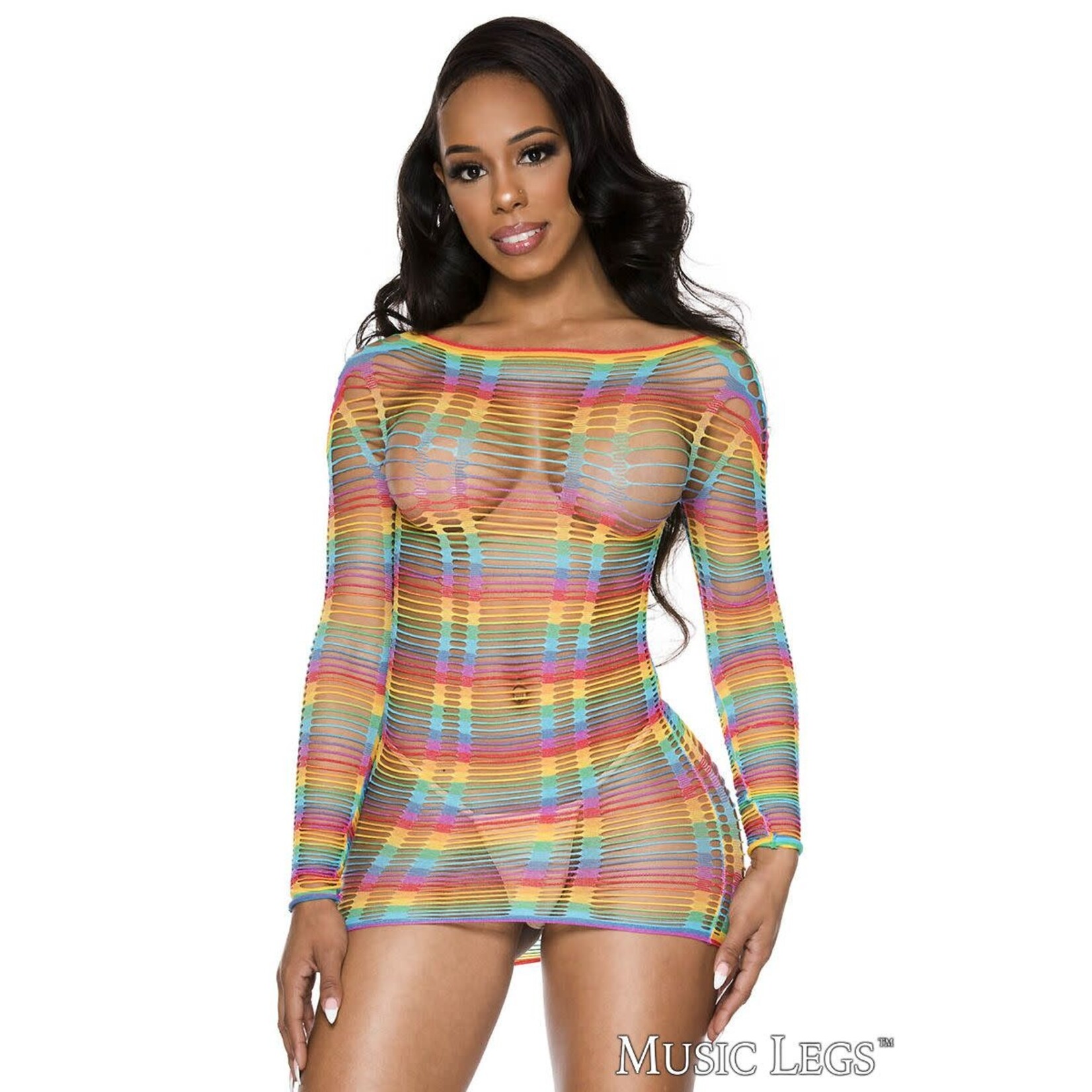 MUSIC LEGS STRIPED RAINBOW CHEMISE - OS