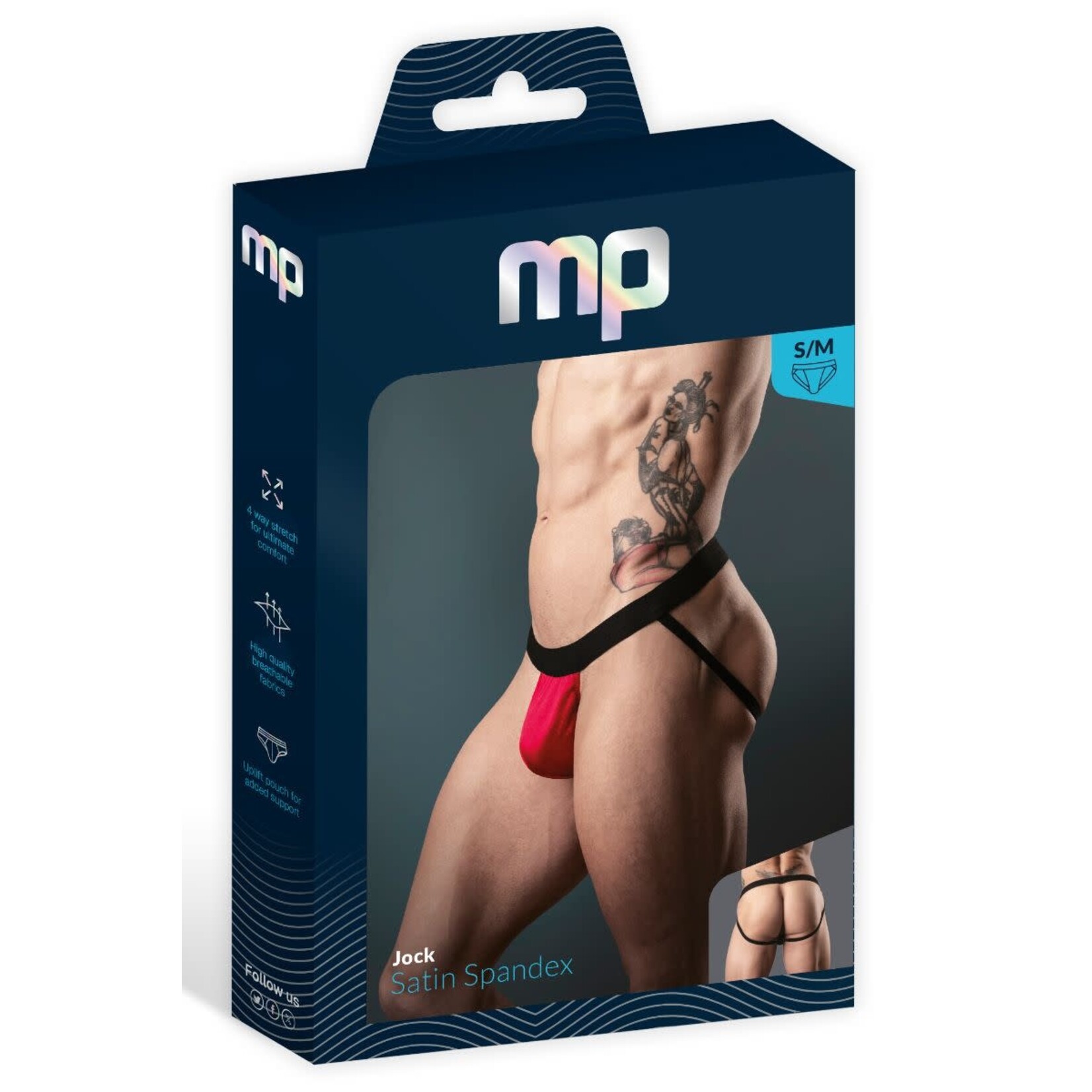 MALE POWER SATIN SPANDEX JOCK - RED - L/XL