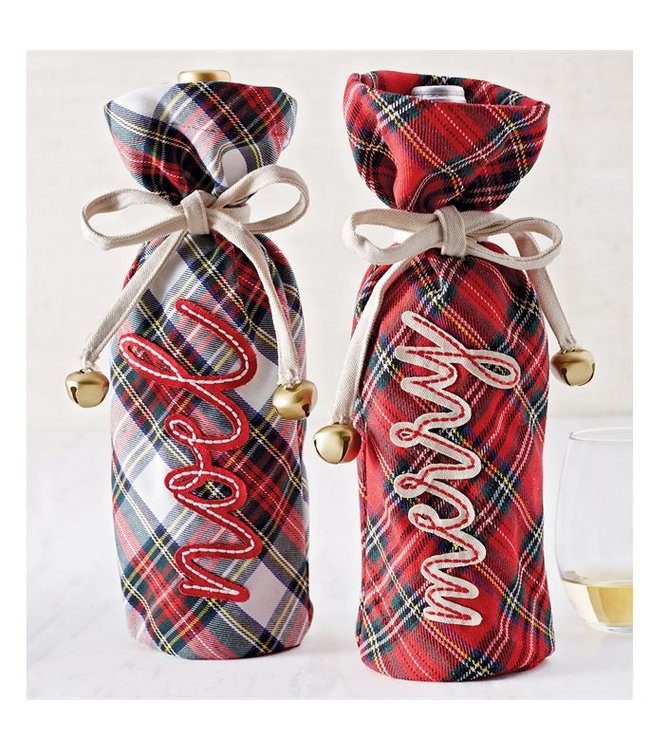 Mud Pie Tartan Wine Bag