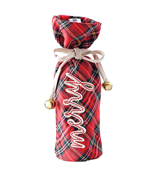 Mud Pie Tartan Wine Bag