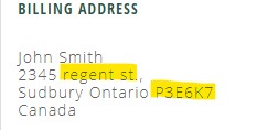 Incorrect Address Example