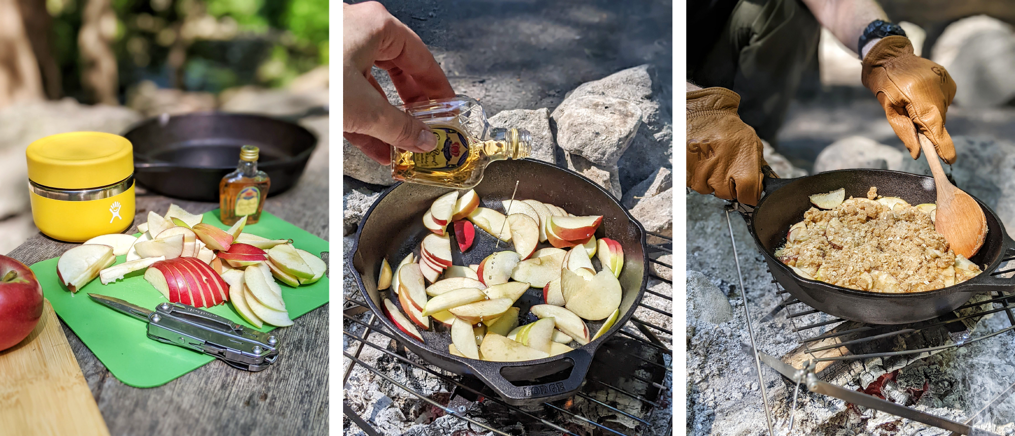 Baking Apple Crisp over a Campfire