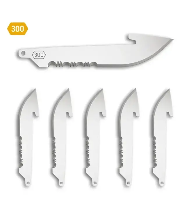 Outdoor Edge 3" Half Serrated Drop-Point Replacement Blades 6-Pack - Stainless