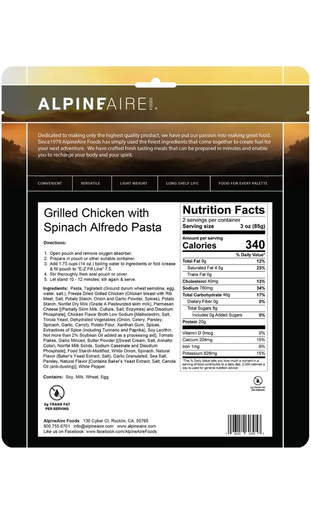 Alpine Aire Tuscan Style Grilled Chicken Alfredo Ramakko's Source For