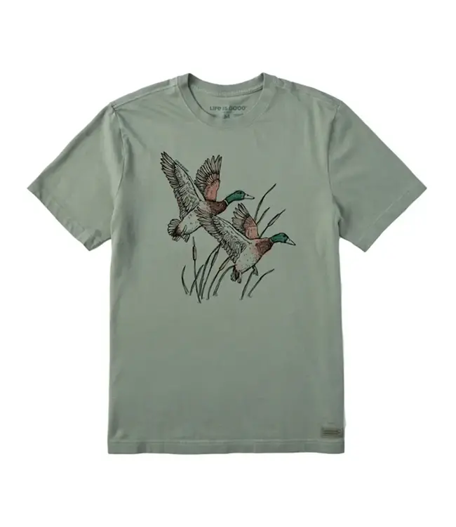 Life Is Good Men's Mallard Ducks Illustration Short Sleeve Tee