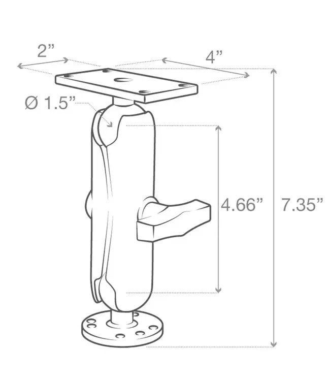 RAM Drill-Down Double Ball Mount for Humminbird Helix 7