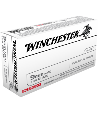 WINCHESTER Winchester USA 9mm NATO 124Gr FMJ (Brass) [Bulk 500Rnd/Case]