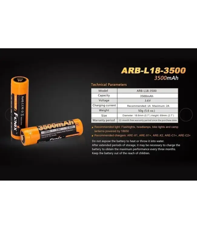 Fenix ARB-L18-3500 Rechargeable 18650 Battery