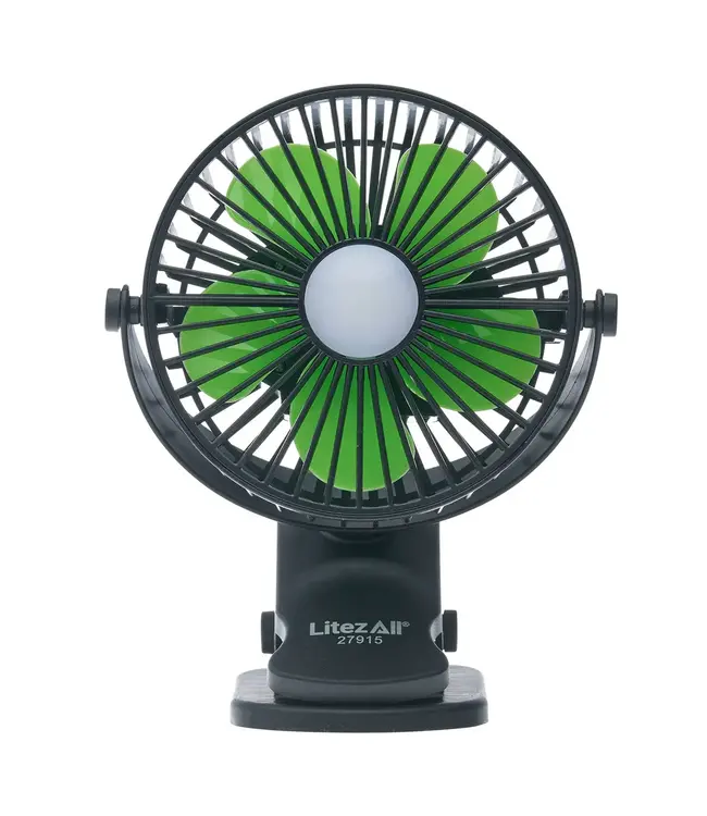 LitezAll Rechargeable Clip On Fan with Light