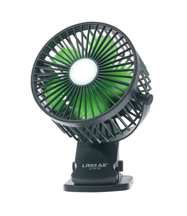 LitezAll Rechargeable Clip On Fan with Light