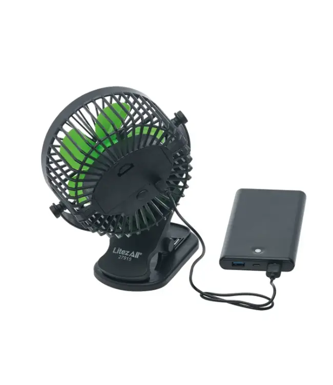 LitezAll Rechargeable Clip On Fan with Light