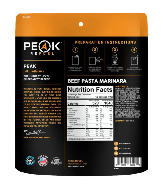 Peak Refuel Beef Pasta Marinara