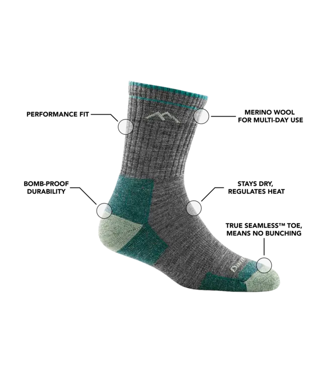 Darn Tough Women's Hiker Micro Crew Midweight Hiking Sock