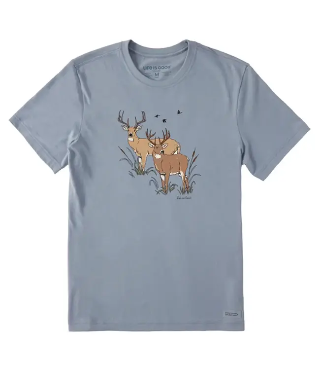 Life Is Good Men's Realaxed Deer Friends Short Sleeve Tee