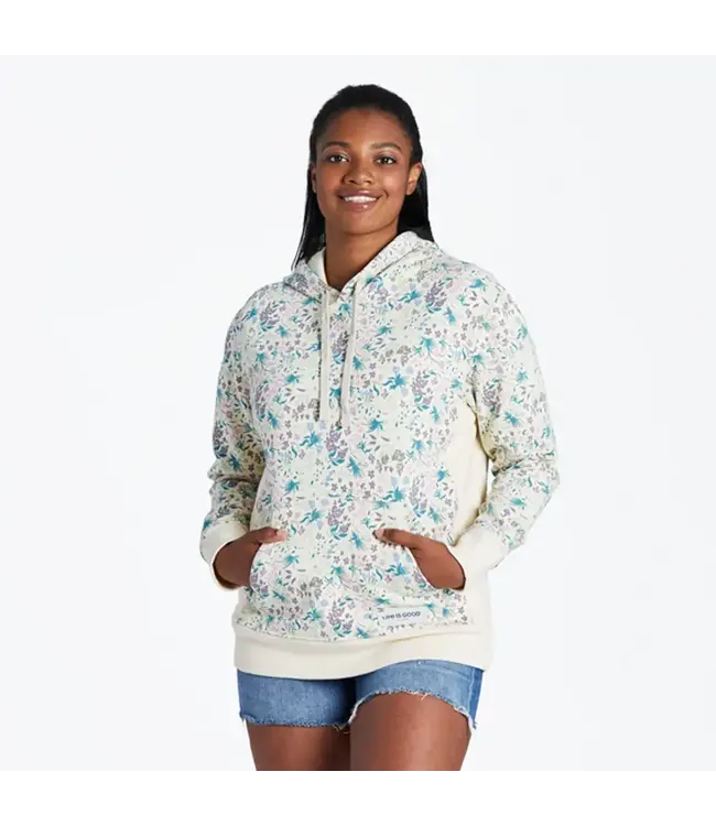 Life Is Good Women's Botanical Butterfly Pattern Simply True Fleece Hoodie