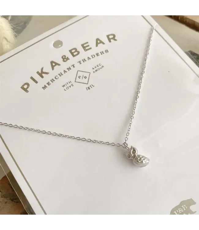 Pika & Bear "Hibou" Owl Charm Necklace