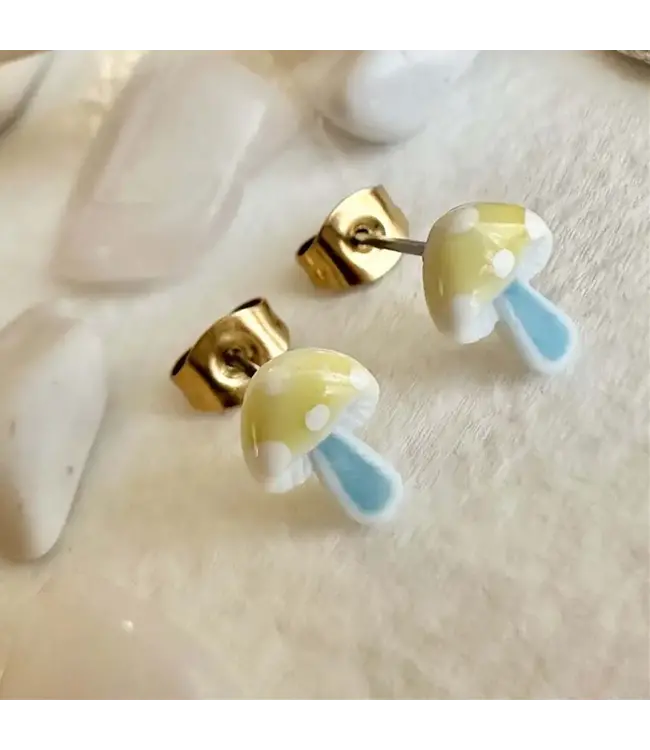 Pika & Bear "Agaric" Porcelain Mushroom Stud Earrings