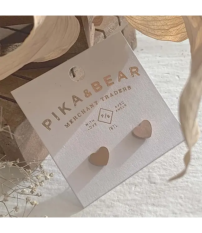 Pika & Bear "Total Eclipse Of The Heart" Heart Stud Earrings