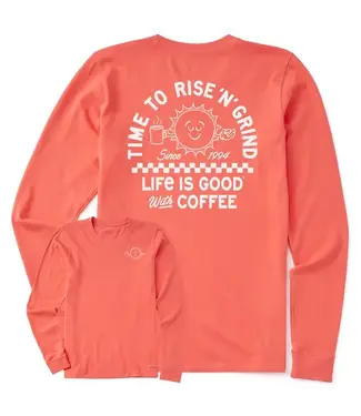 LIFE IS GOOD Life Is Good Women's Showtime Matchbook Rise Coffee Sun Crusher Tee - LS