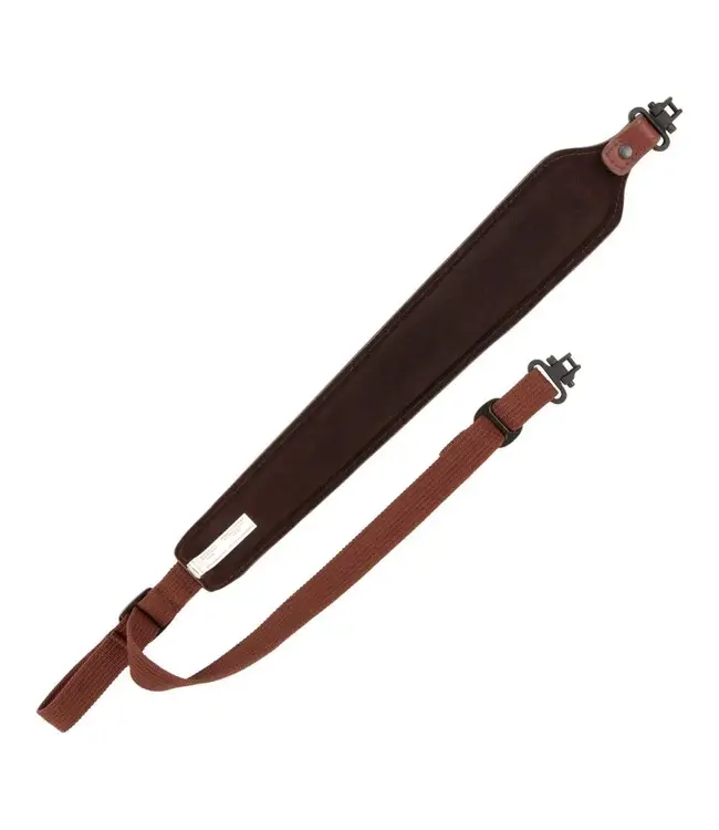 The Allen Company Deer Head Padded Leather Rifle Sling with Swivels - Brown