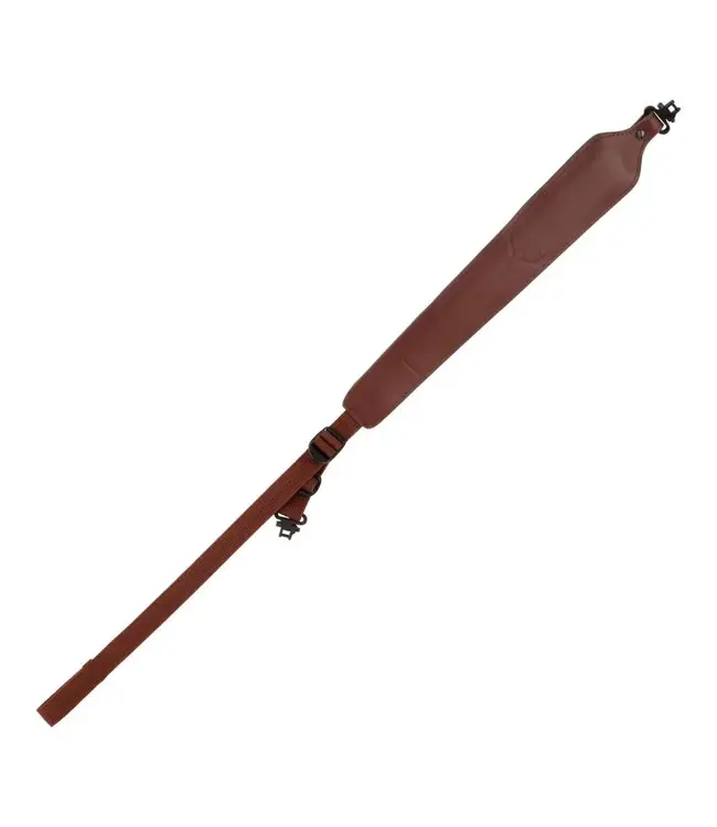 The Allen Company Deer Head Padded Leather Rifle Sling with Swivels - Brown
