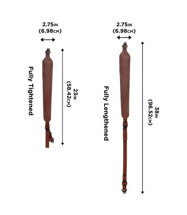 The Allen Company Deer Head Padded Leather Rifle Sling with Swivels - Brown