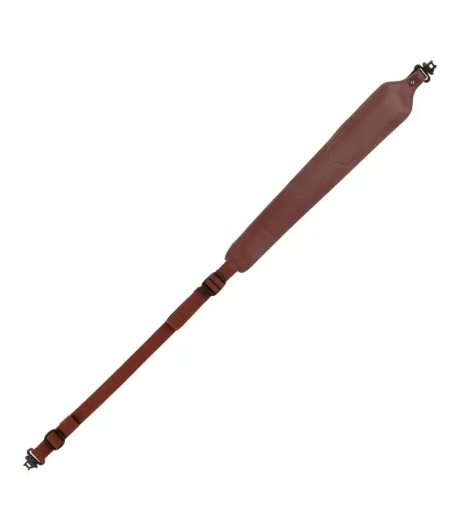The Allen Company Deer Head Padded Leather Rifle Sling with Swivels - Brown