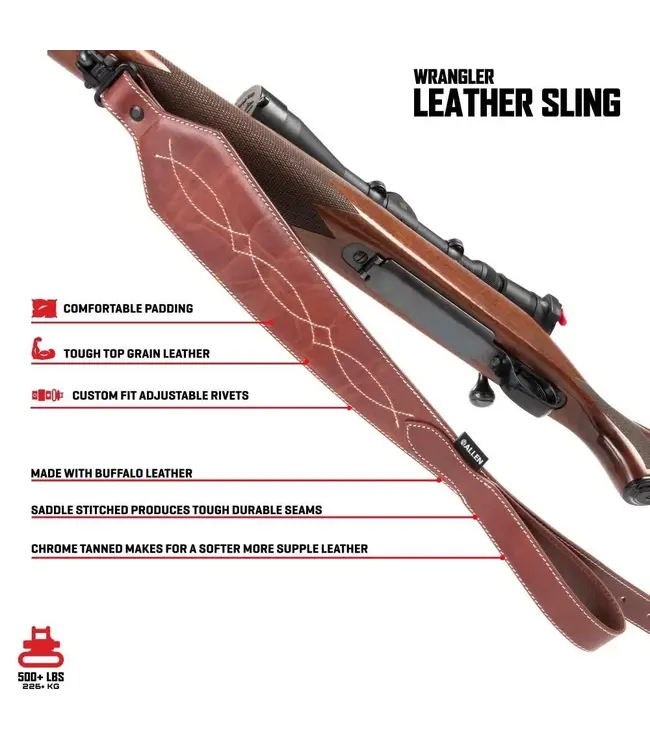 The Allen Company Heritage Western Scallop Leather Rifle Sling - Brown