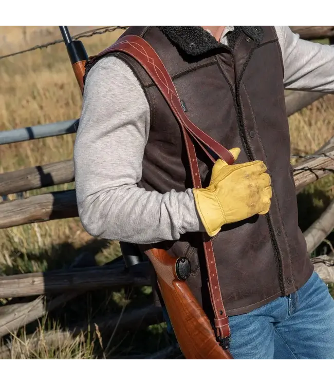 The Allen Company Heritage Western Scallop Leather Rifle Sling - Brown