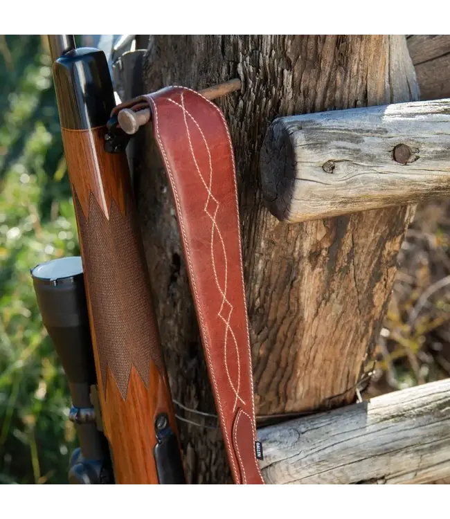 The Allen Company Heritage Western Scallop Leather Rifle Sling - Brown