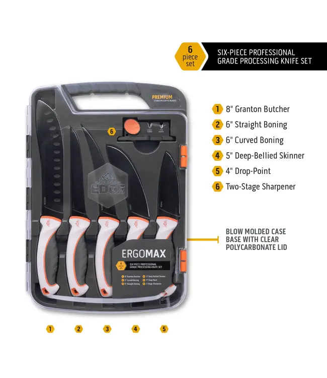Outdoor Edge Ergomax 6-Piece Professional Grade Processing Knife Set