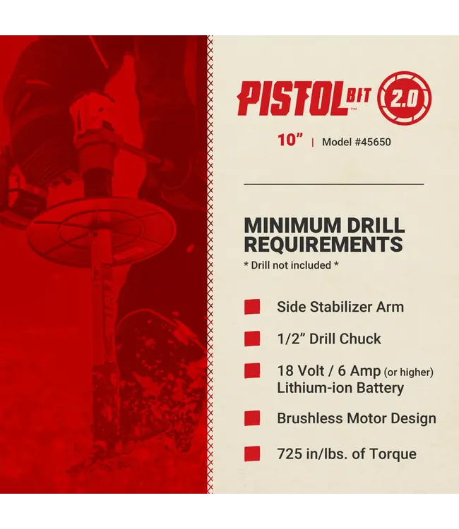 Eskimo 10" Pistol Bit 2.0 Drill-Adaptive Auger Bit