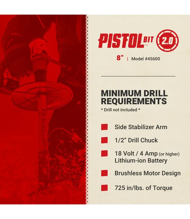 Eskimo 8" Pistol Bit 2.0 Drill-Adaptive Auger Bit