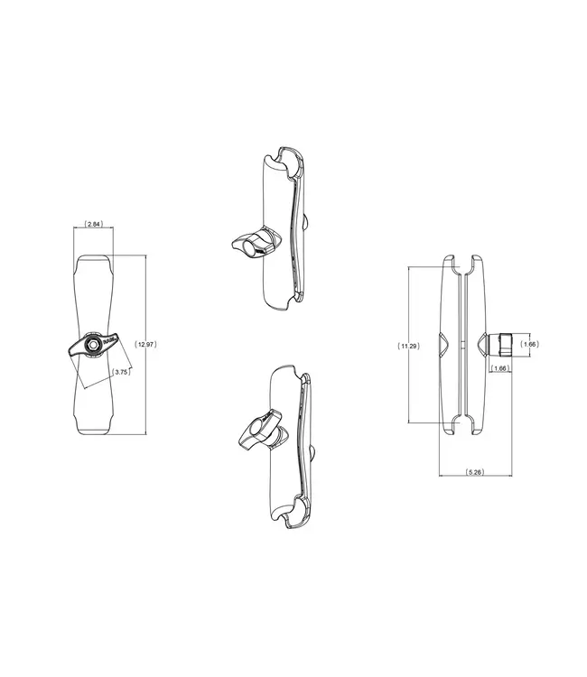 Ram Mounts RAM Double Socket Arm - D Size Long