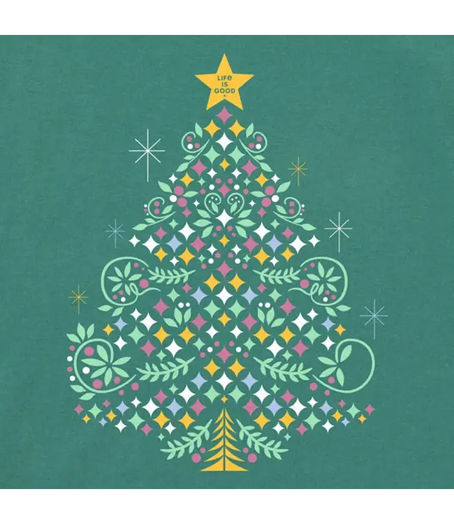 Life is Good Women's Christmas Tree Sparkles Long Sleeve Crusher Vee