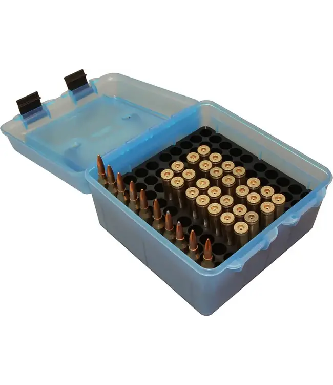 MTM Deluxe Ammo Box - 100 Round Handle, 22-250 to 458 Win