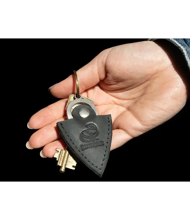 Beaver CraftSmall Keychain Knife with Finger Ring and Leather Sheath