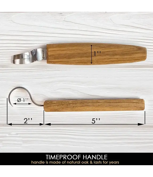 Beaver Craft Spoon Carving Knife (25 mm) with Oak Handle