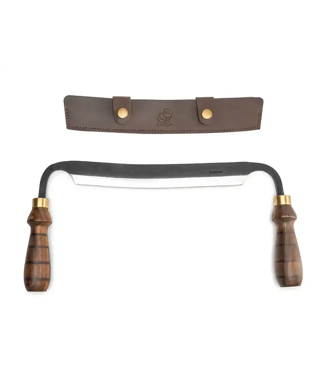 Beaver Craft Hand-Forged Drawknife with Leather Sheath