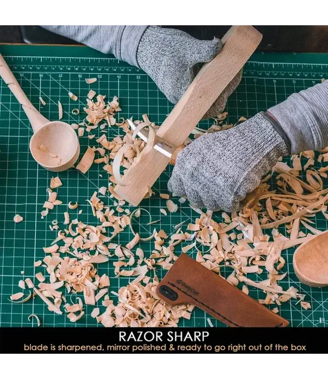 Beaver Craft Whittling Knife with Leather Sheath