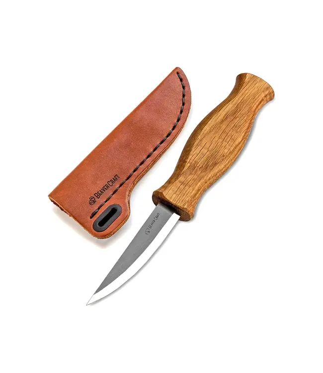Beaver Craft Whittling Knife with Leather Sheath